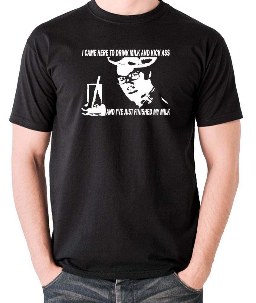The IT Crowd Inspired T-Shirt - Moss Quote 'I Came Here to Drink Milk and Kick Ass' - Funny TV Show Merch for Fans, Geeks & Office Workers