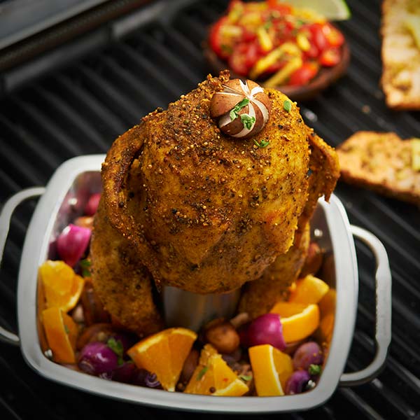 Broil King 69133 9x9 Inch Stainless Steel Chicken Roaster with Drip Pan - Perfect for Oven Roasting, Grilling & Holiday Cooking