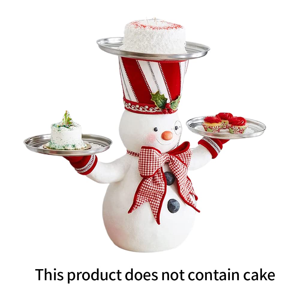 Christmas Snowman Treats Holder - Santa Butler with Tray, Resin Snowman Figure Snack Plate for Holiday Parties, Xmas Decorations (Size) - Perfect for Christmas Table Centerpiece, Gift Exchange & Festive Home Decor