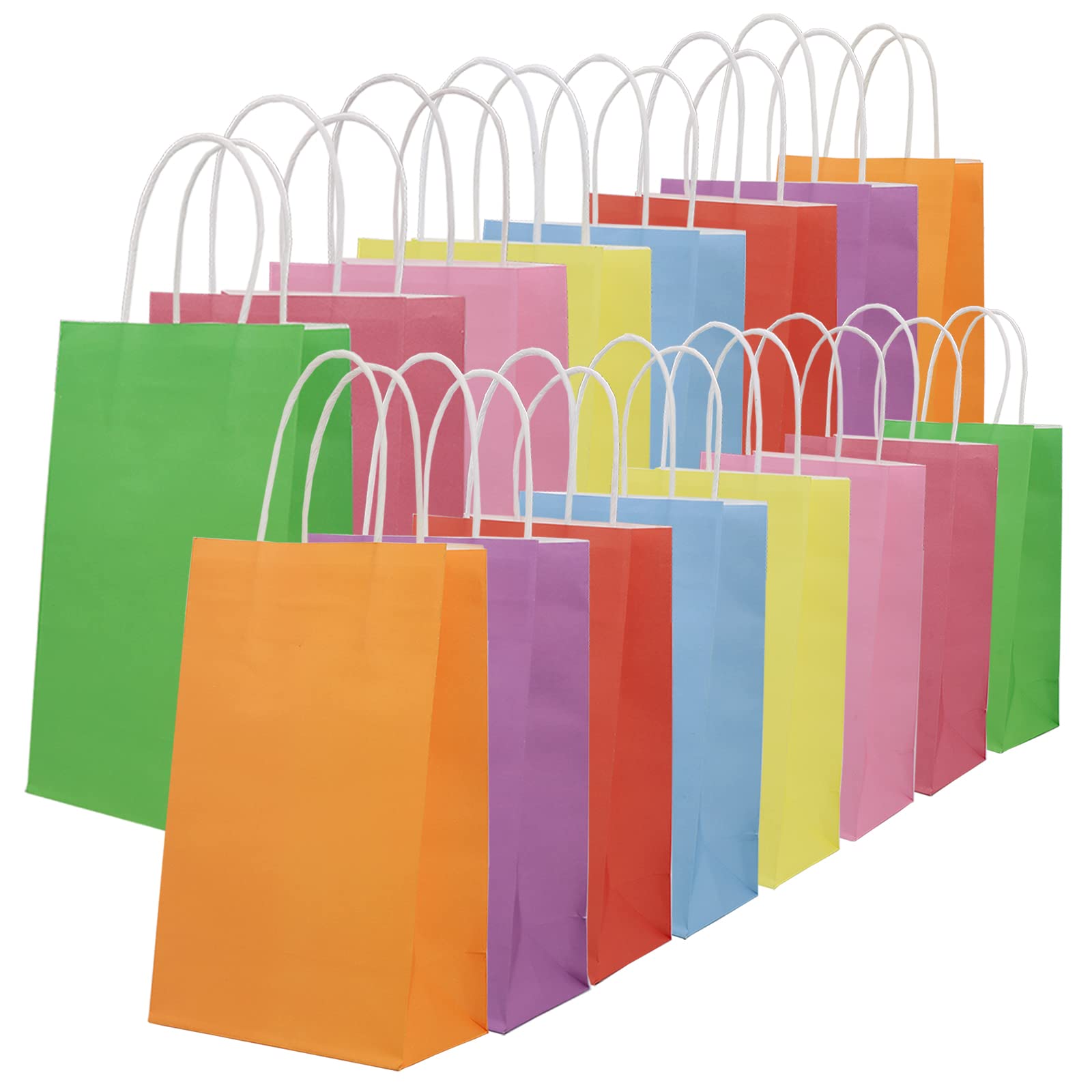 ECOHOLA Kraft Paper Party Bags 32-Pack, Rainbow Colors for Weddings & Kids Crafts