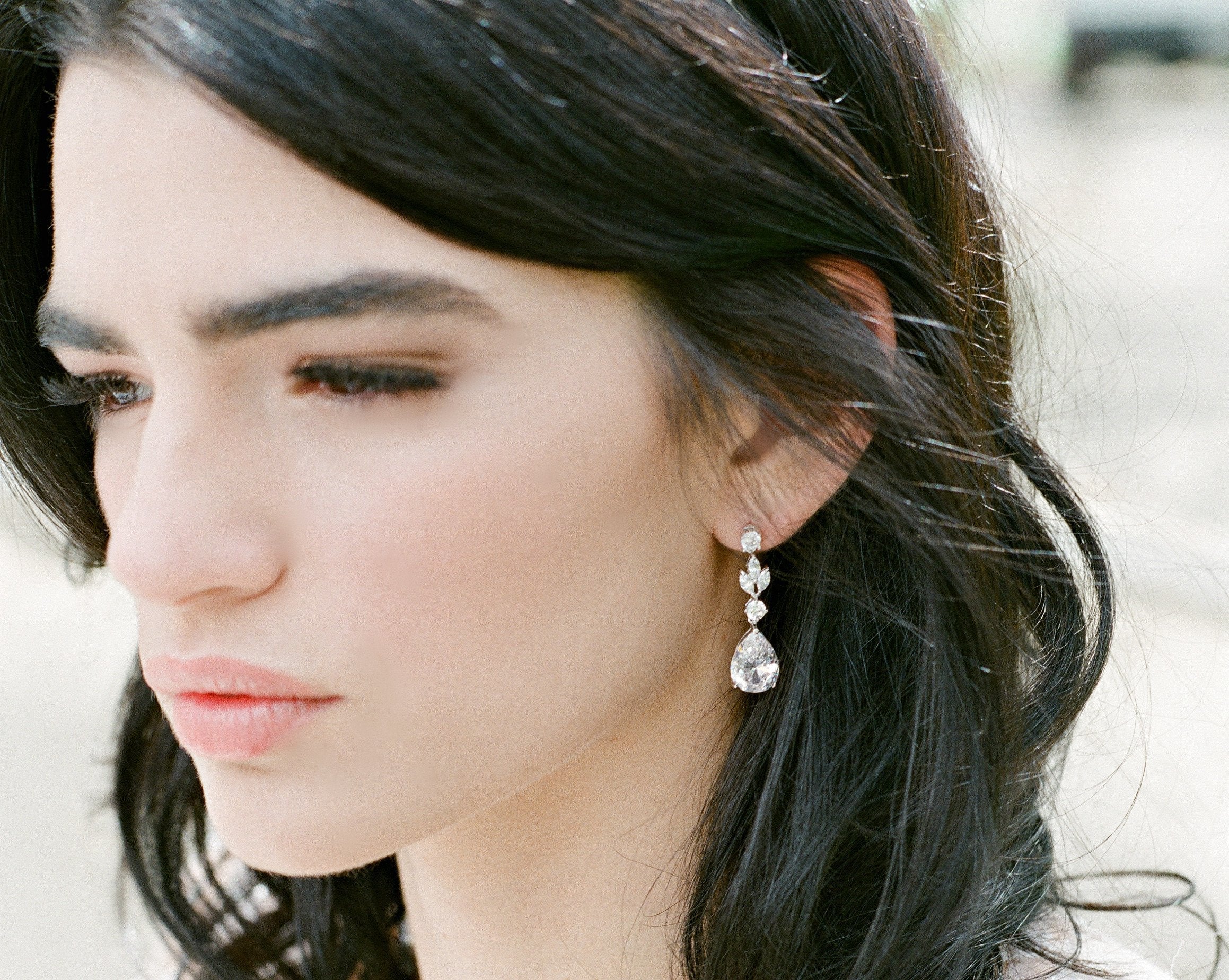 ADELIE 14K Gold Bridal Drop Earrings for Women - Elegant Wedding Jewelry, Dainty Dangle Earrings for Brides, Bridesmaids & Formal Occasions