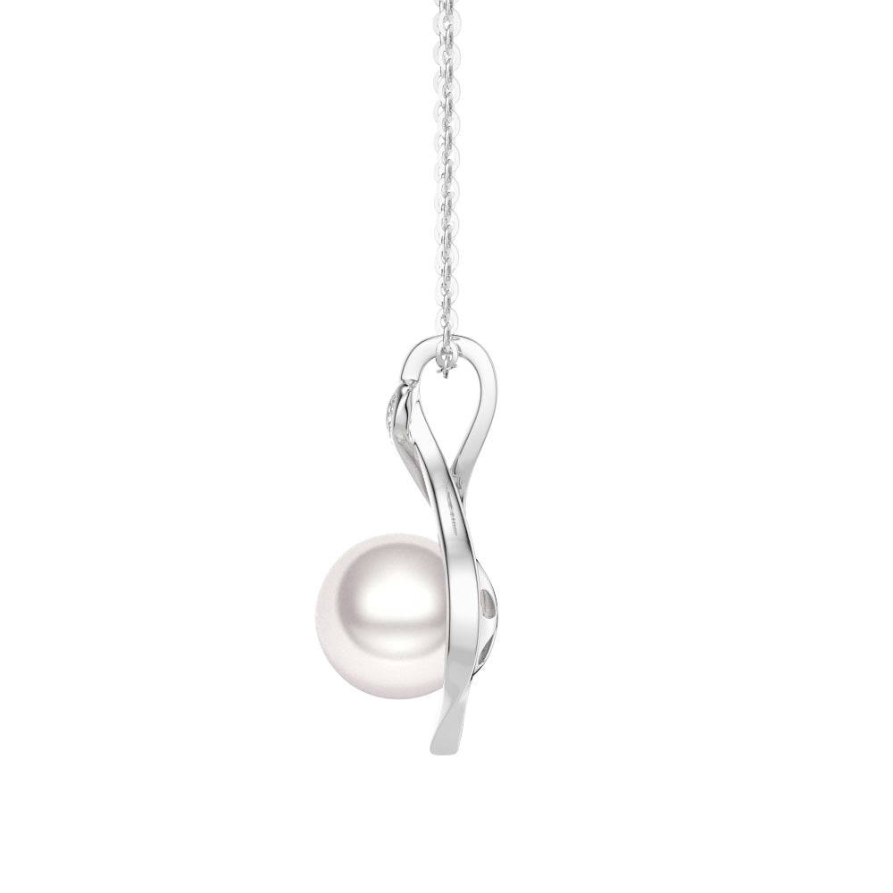 9MM Freshwater Pearl Moissanite Twist Pendant Necklace for Women - Elegant Jewelry Gift for Wedding, Anniversary & Special Occasions