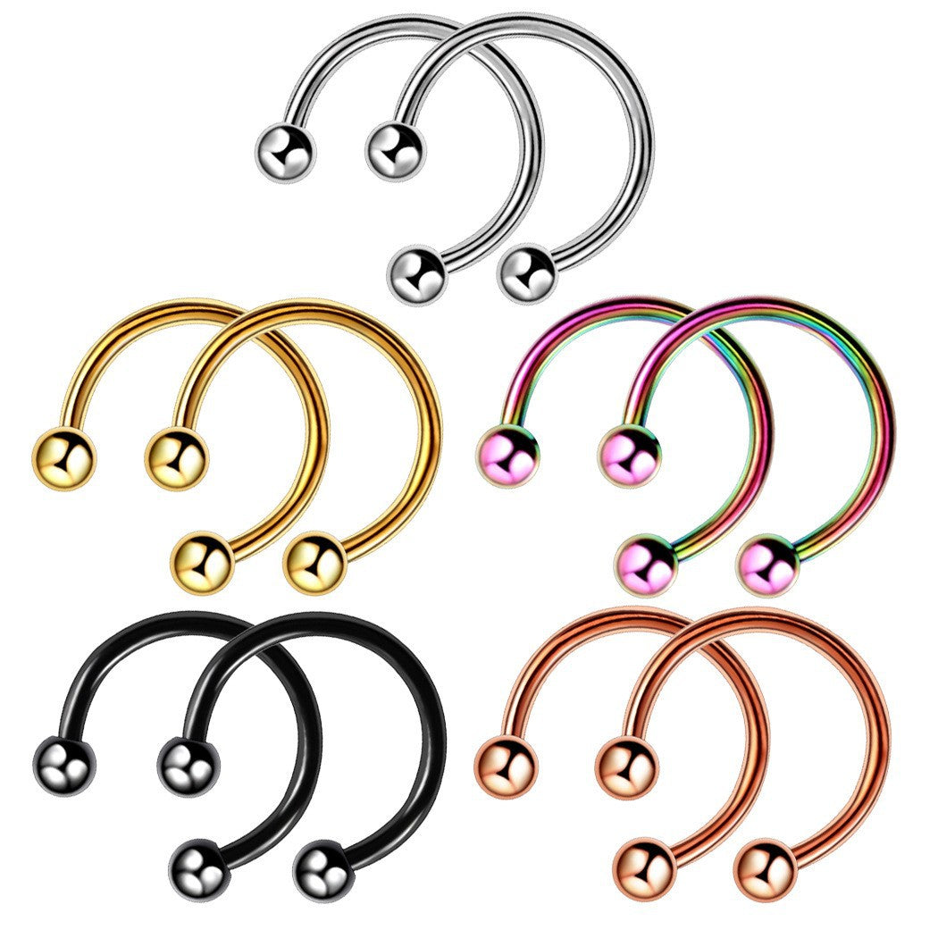 16G 6mm 8mm Horseshoe Eyebrow Cartilage Septum Lip Piercing Ring - Stainless Steel Body Jewelry for Men & Women | Perfect for Eyebrow, Nose, Septum and Lip Piercings | HSER8592