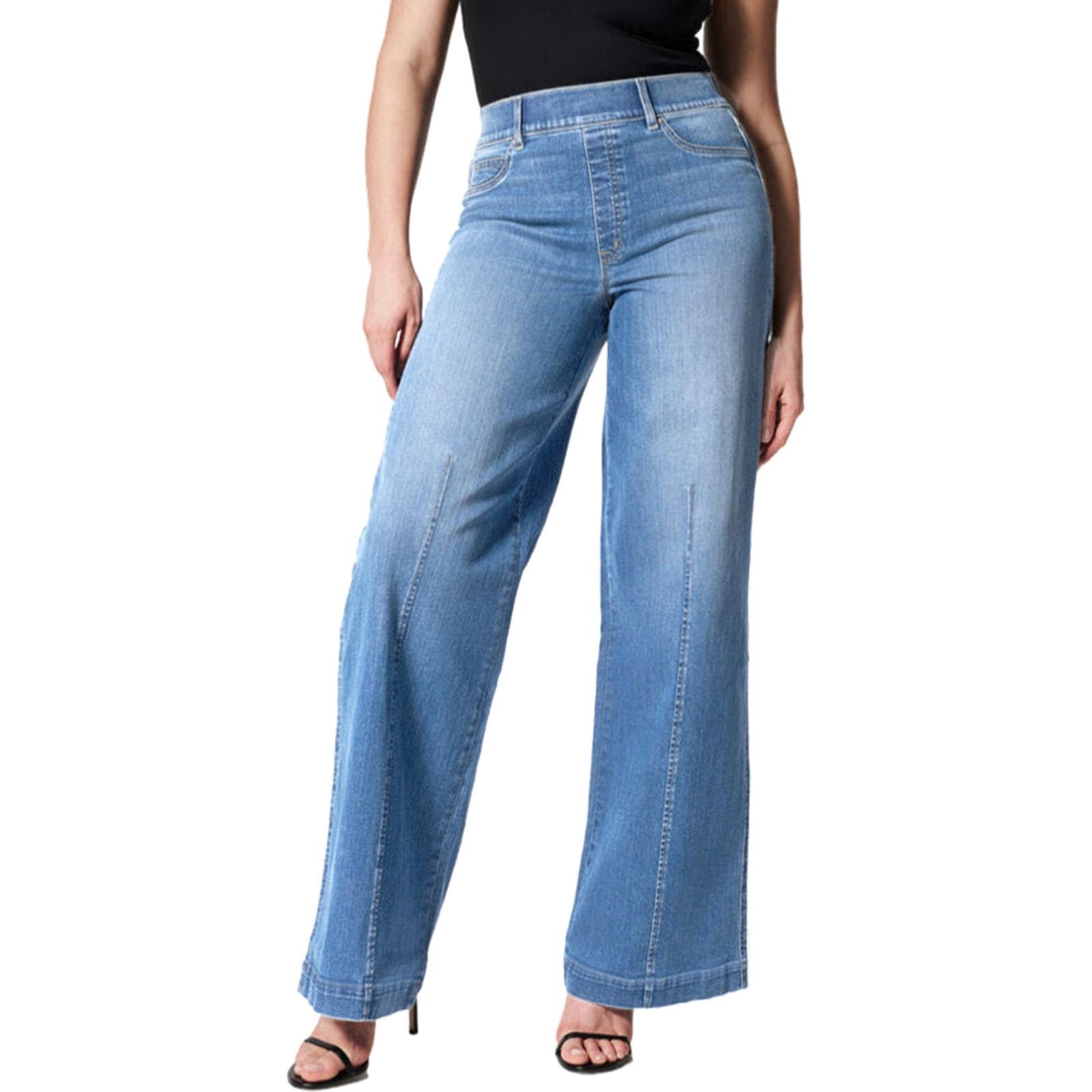 Women's Wide Leg Jeans - Stretchy Elastic Waist for Plus Size | Casual & Work