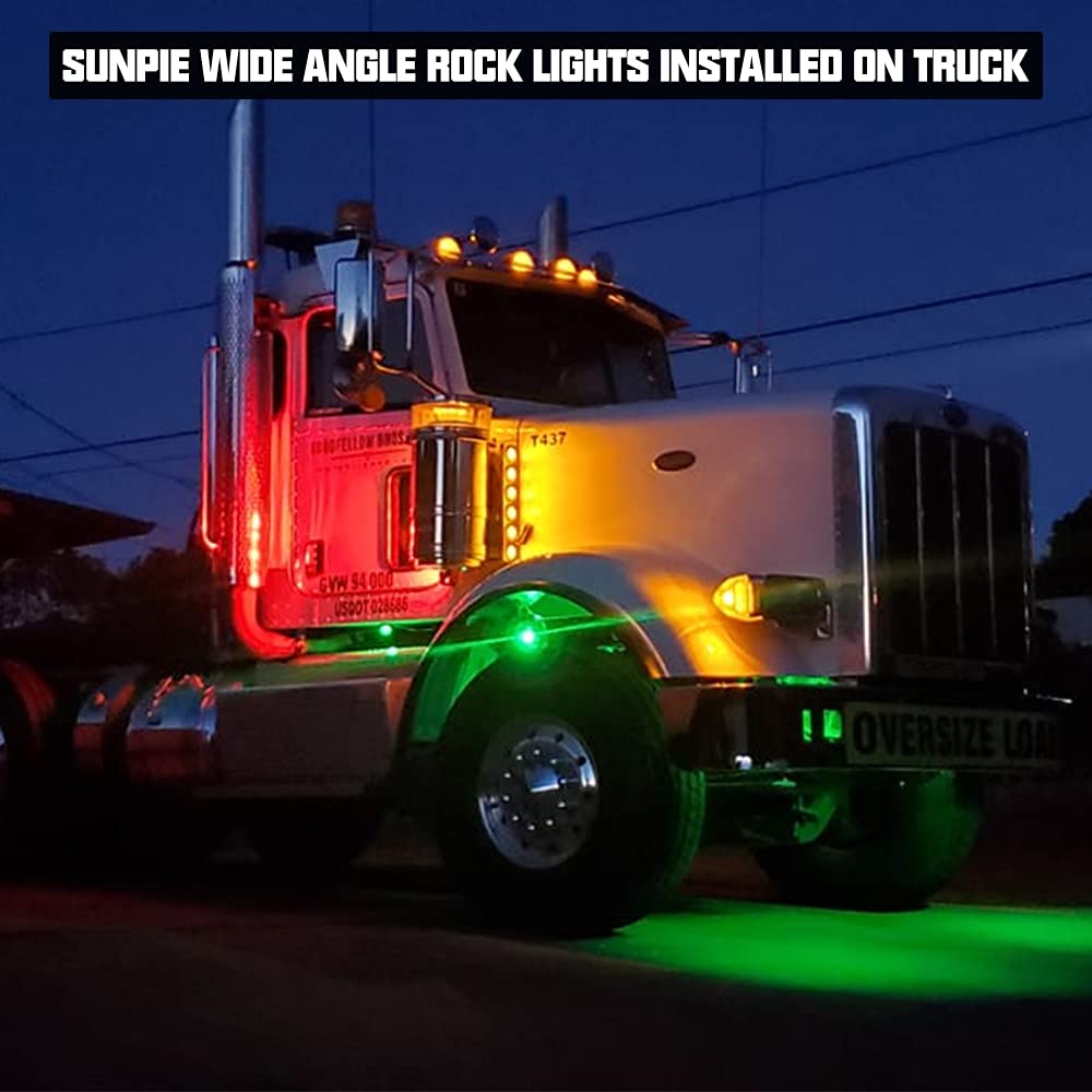 SUNPIE 12 Pods Upgraded 210° Wide Angle RGBW Rock Lights - App & Voice Control, Music Sync, Auto Mode for Off-Road Trucks, SUVs, ATVs, UTVs & Boats | Perfect for Night Rides, Car Shows & Off-Road Adventures
