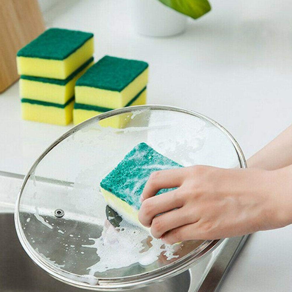 Non-Scratch Kitchen Cleaning Sponges - Dual-Sided Dish Scrubber Sponge for Pots, Pans, Dishes & Bathroom - Gentle Abrasive Scrub Pad for Car Wash & Household Cleaning (1-Pack) - Perfect for Daily Kitchen Cleaning & Tough Stain Removal