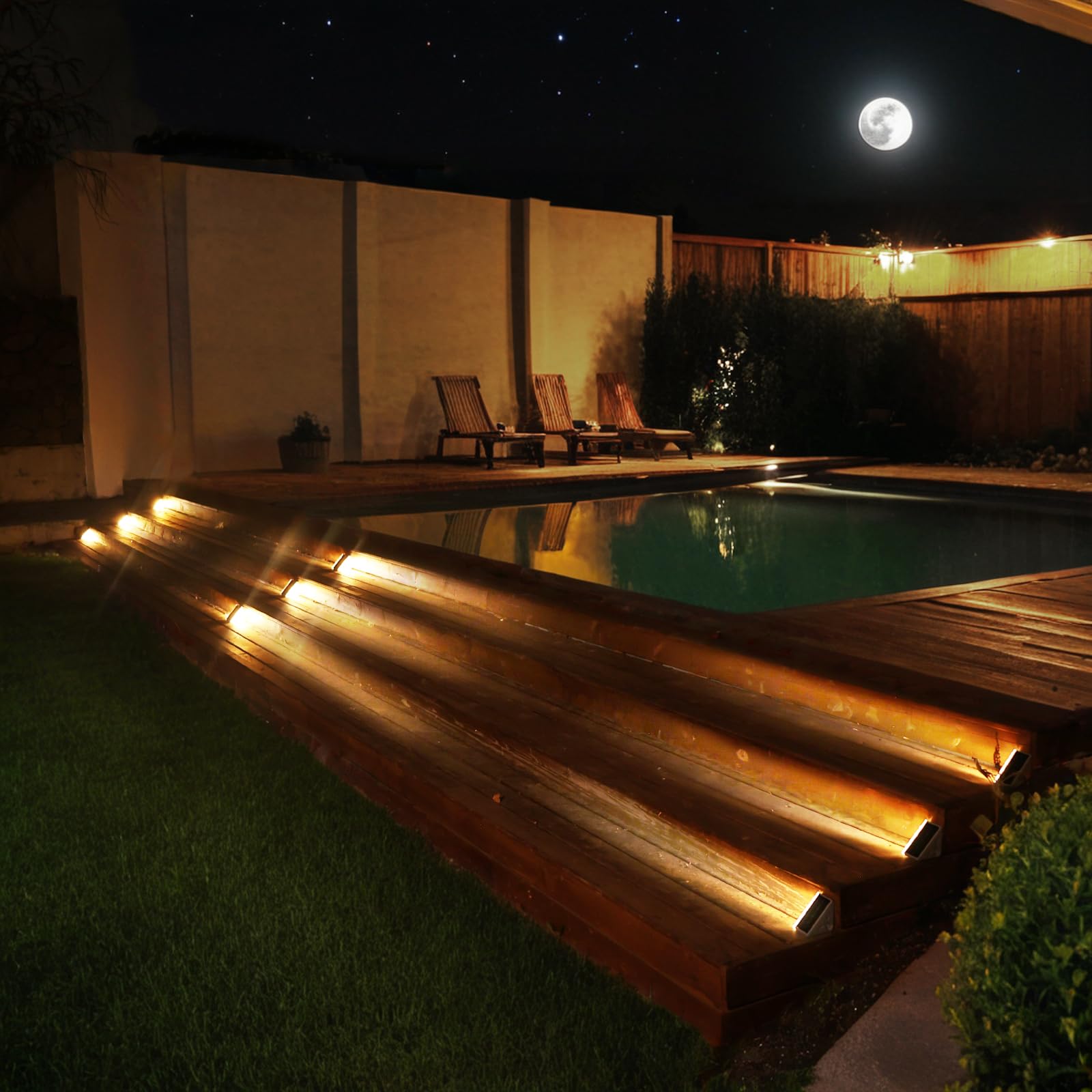 6 Pack Solar Stair Lights Outdoor Waterproof - Auto On/Off LED Step Lights for Deck, Patio, Pathway - IP67 Rated Warm White Lights for Home & Garden Decor - Perfect for Nighttime Safety & Ambiance