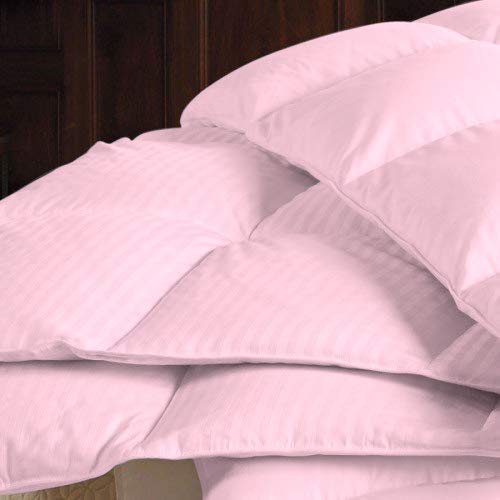 1000 Thread Count Super King Size 3-Piece Comforter Set - 100% Natural Egyptian Cotton Stripe Cover in Baby Pink | Luxury Bedding for Master Bedroom, Guest Room & Nursery