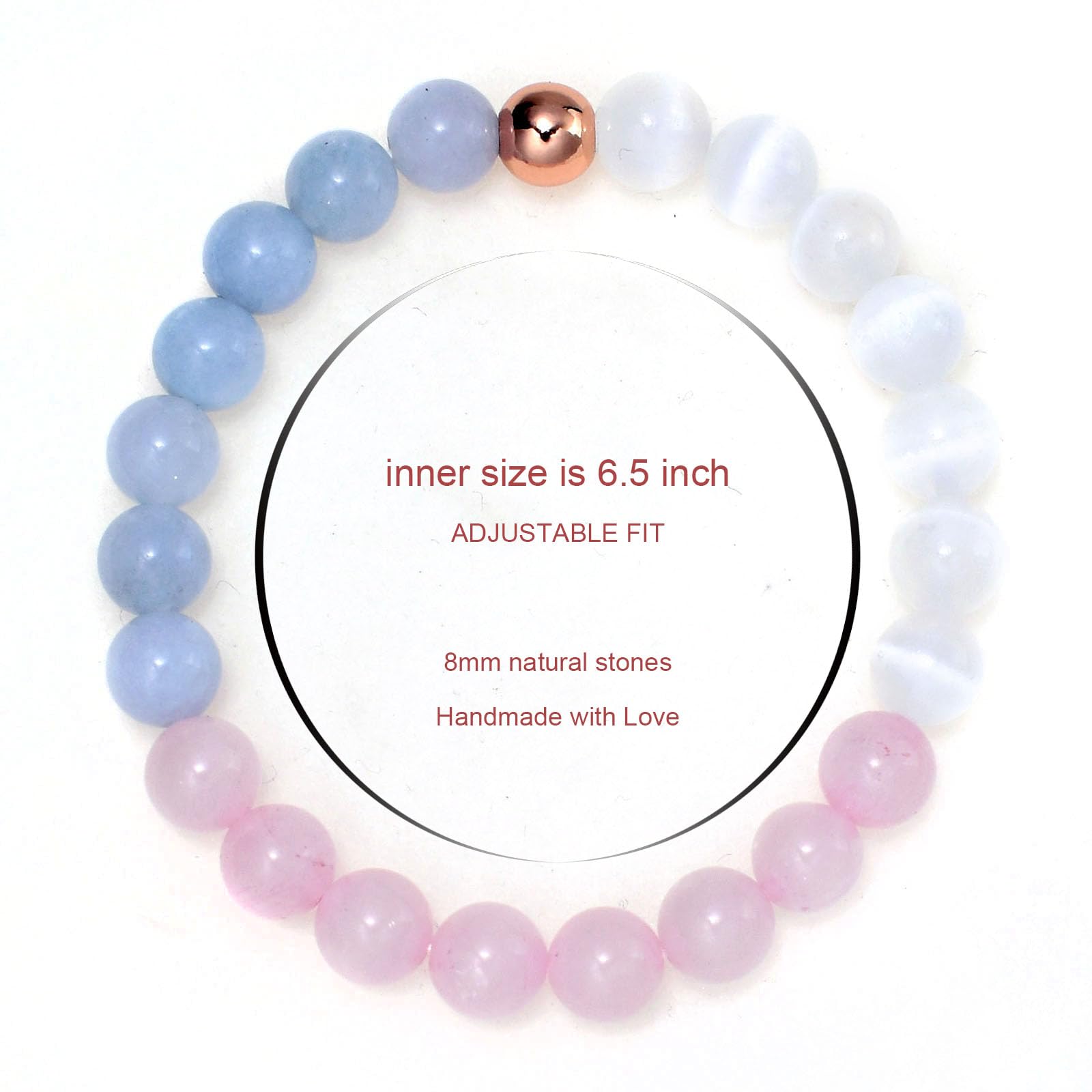 8MM Genuine Healing Crystal Bracelet - Lucky Stone Beaded Chakra Bracelet for Women (6.5 Inch) - Positive Energy & Spiritual Gift for Mom, Meditation, Yoga & Daily Wear