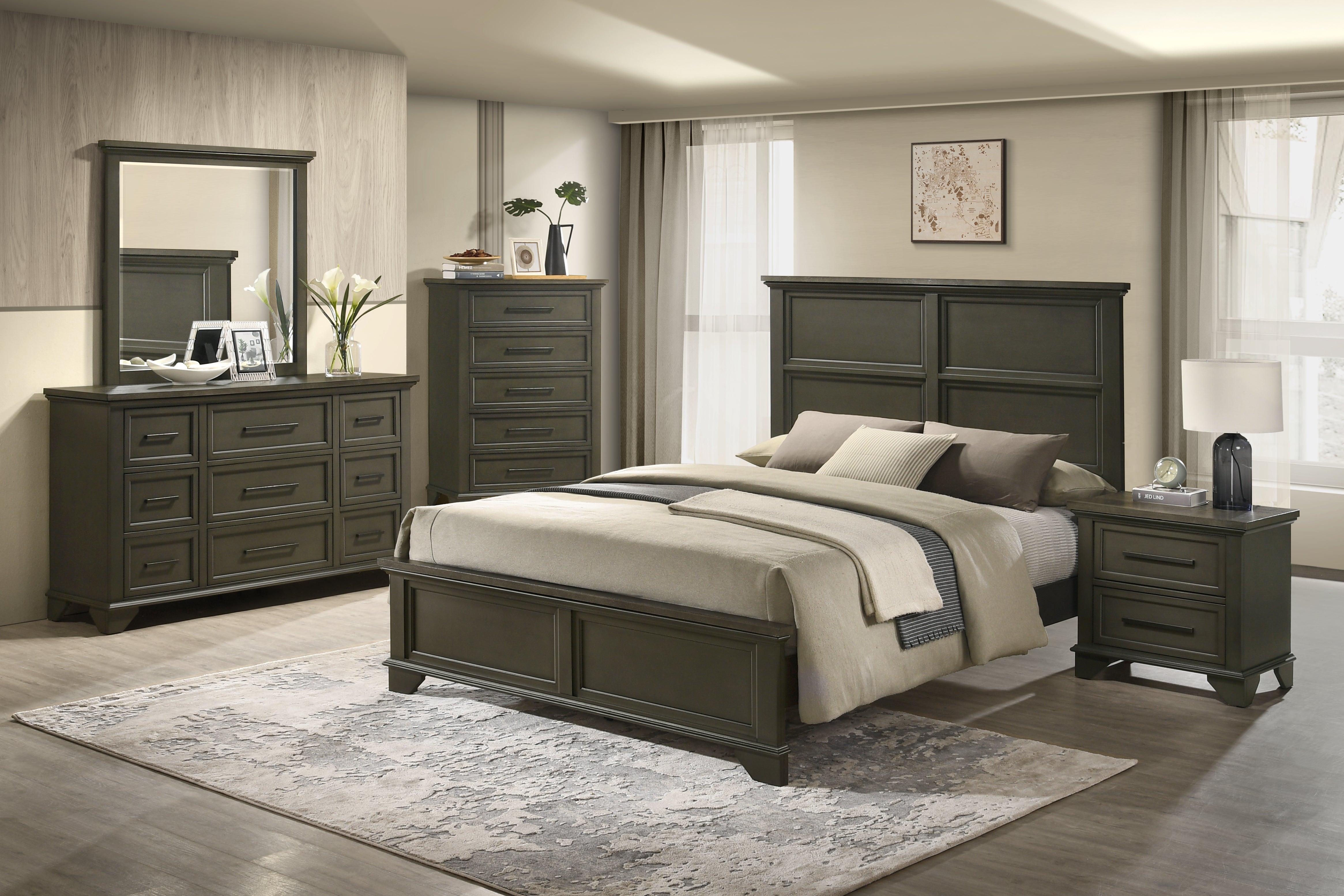Modern Grey Nightstand with Drawer - Stylish Bedside Table for Bedroom, Living Room, or Office - Perfect for Storing Books, Lamps, and Essentials