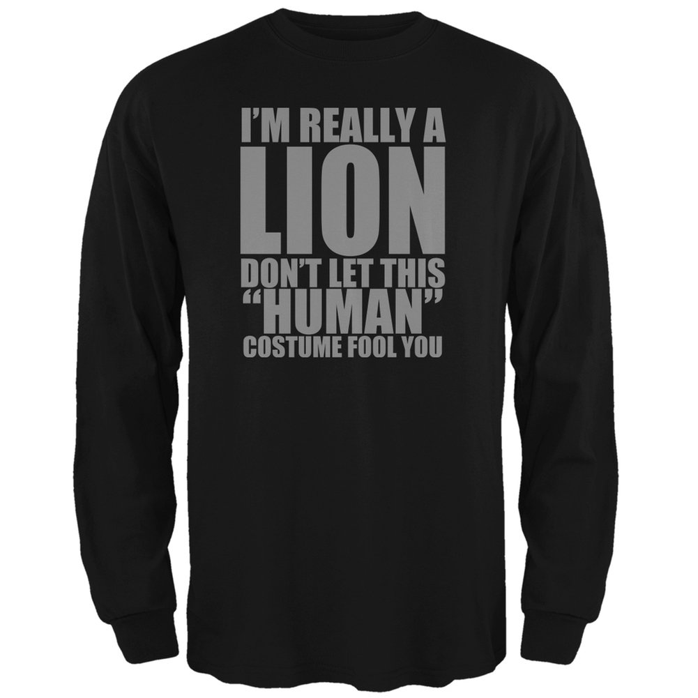 Animal World Halloween Lion Costume for Adults - Black Long Sleeve T-Shirt for Cosplay, Costume Parties, and Halloween Events