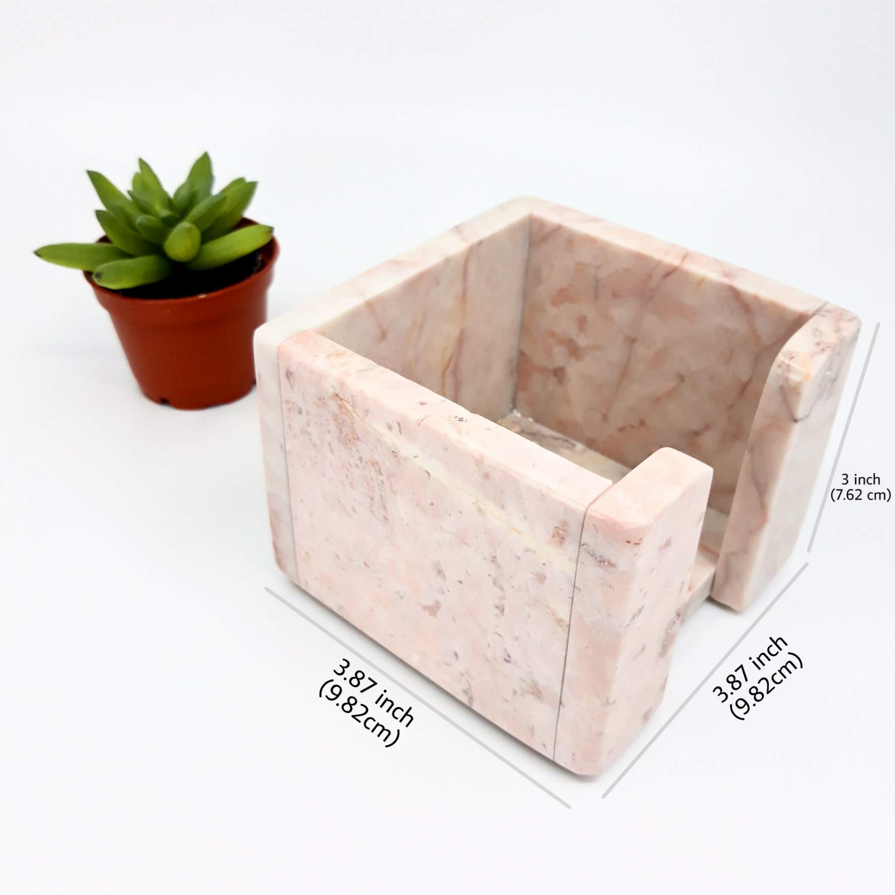 Pink Marble Sticky Note Memo Pad Cube Holder - Office Desk Organizer for Women, Perfect as Christmas Gift & Home Office Decor (Great for Work, Study, and Daily Reminders)