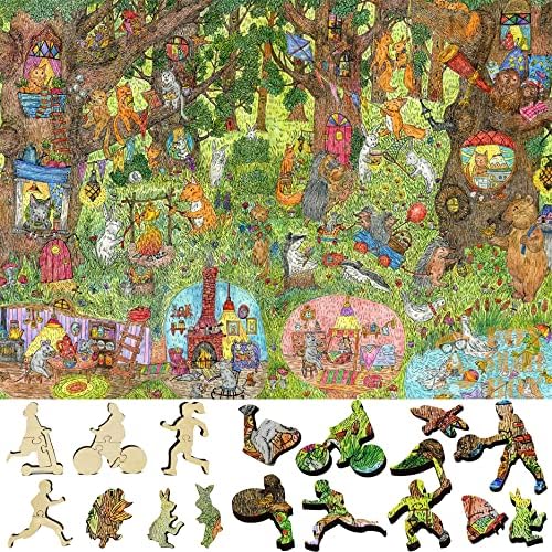 Premium 505-Piece Wooden Puzzle for Adults - Unique Fairy Forest Design - Handcrafted in USA by FoxSmartBox - Perfect for Relaxation, Stress Relief & Family Game Nights