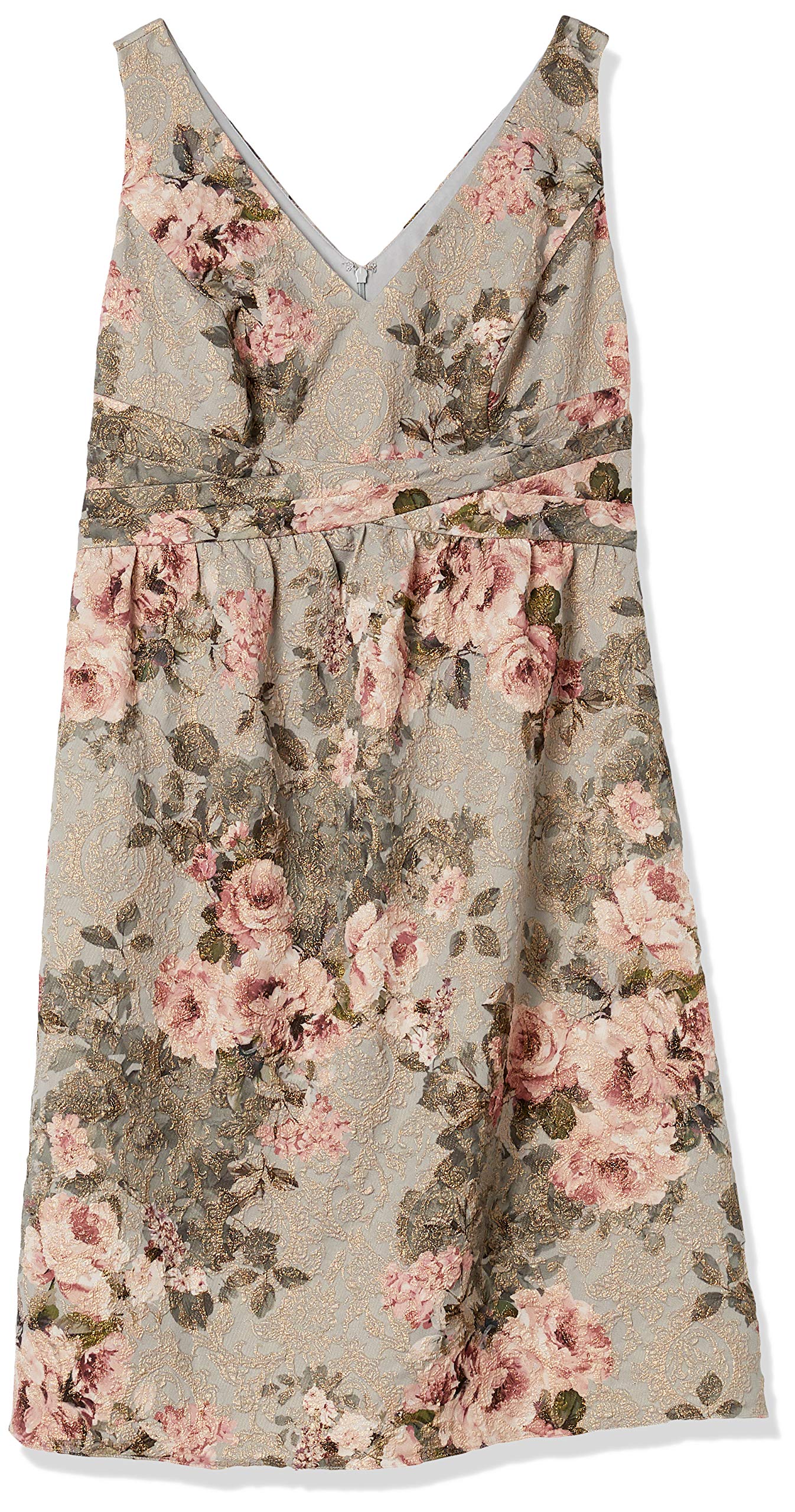 Adrianna Papell Women's Sleeveless Floral Print Pleated Waist Dress for Wedding, Party & Special Occasions