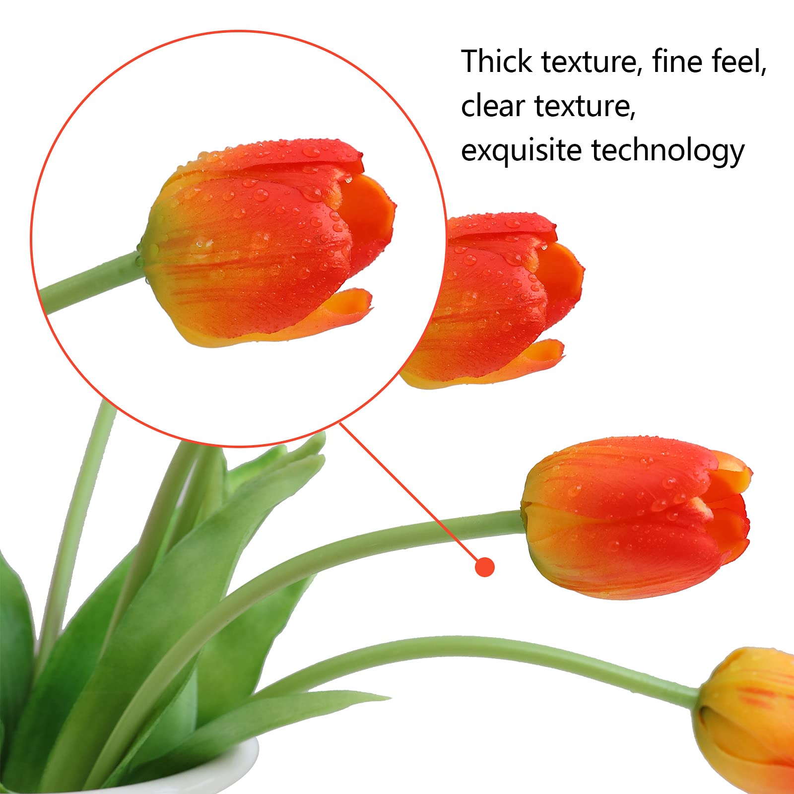 20pcs Real Touch Artificial Tulips Flowers - Faux Latex Tulip Bouquet with Gift Box for Wedding, Party, Home & Room Decoration (Orange) - Perfect for Centerpieces, Tablescapes & Seasonal Displays