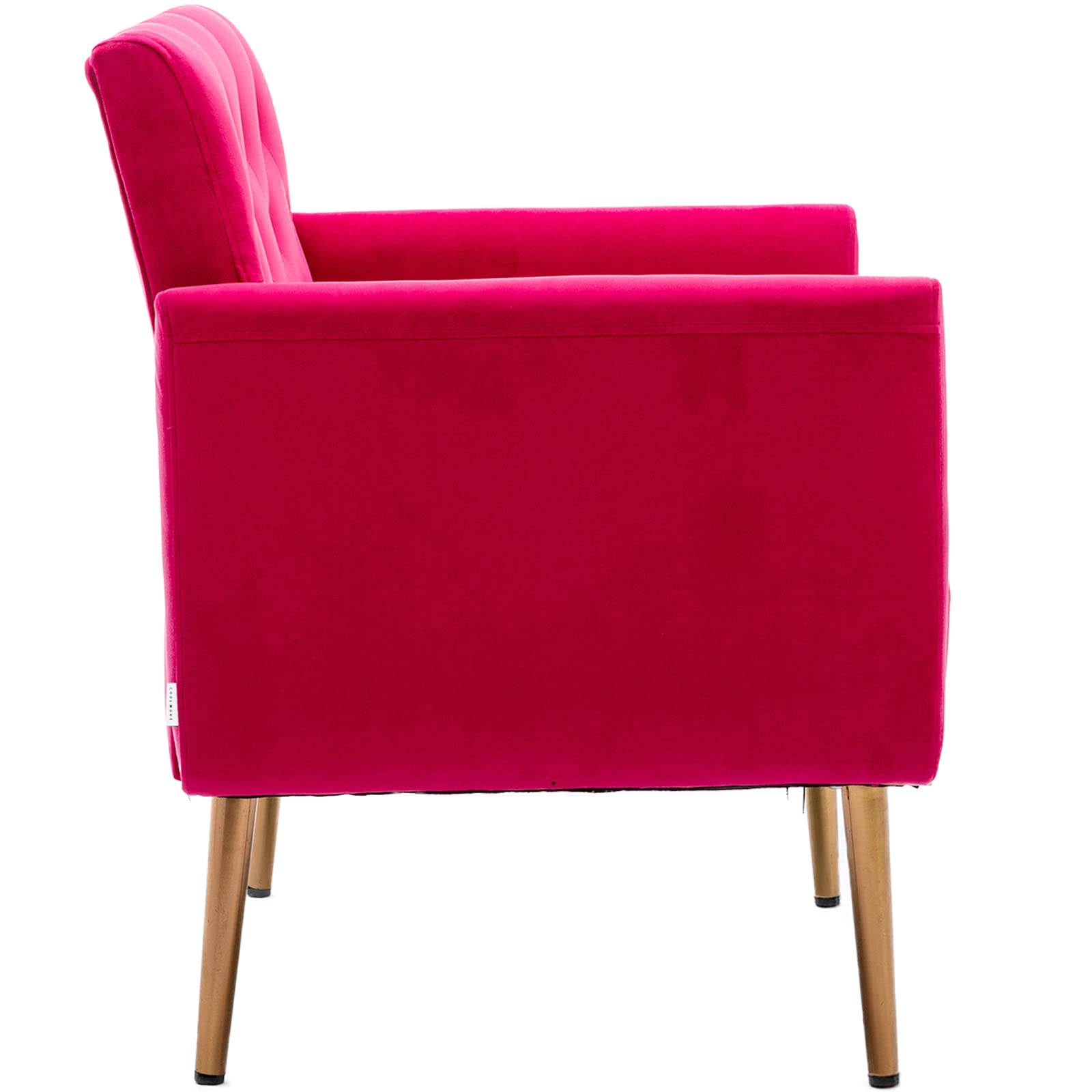 Luxury Velvet Accent Chair with Gold Metal Legs - Modern Single Sofa Chair for Living Room, Bedroom & Office - Small Space Armrest TV Chair - Rose Red Home Decor for Apartments, Reading Nooks & Coffee Shops