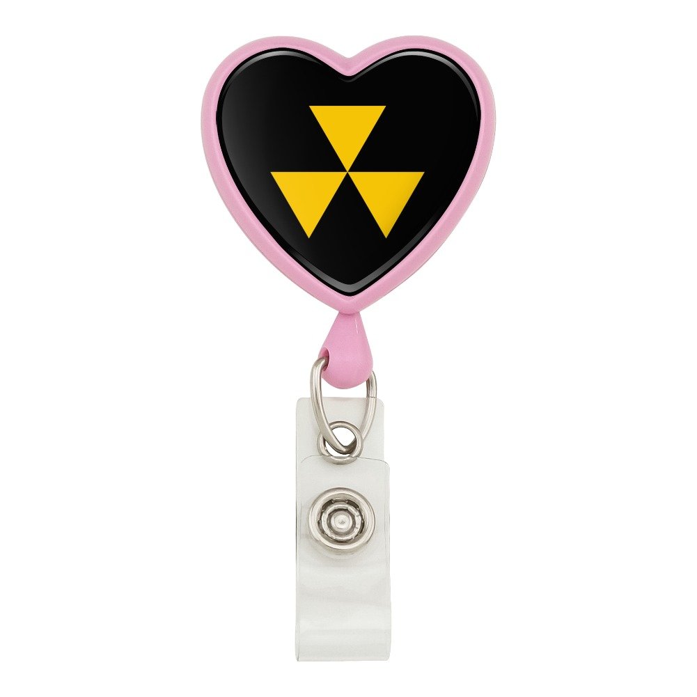 Fallout Shelter Civil Defense Symbol Radioactive Radiation Safe Zone Heart Lanyard Retractable Reel Badge ID Card Holder - Pink | Perfect for Nuclear Preparedness, Emergency Kits & Cosplay Accessories