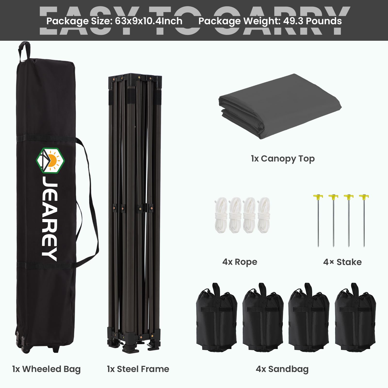 Upgraded 10x10 Pop Up Canopy Tent - Heavy Duty Outdoor Canopy with Roller Bag & 4 Sand Bags (Black) - Perfect for Camping, Beach Parties, Picnics, and Outdoor Events