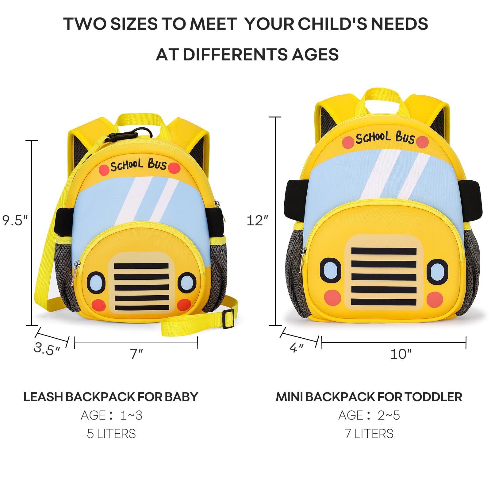 Mibasies Toddler Backpack with Leash for Boys & Girls Ages 1-3 - 9 Inch Mini Kids Travel Backpack for Car Rides, Airplane Trips & Outdoor Adventures