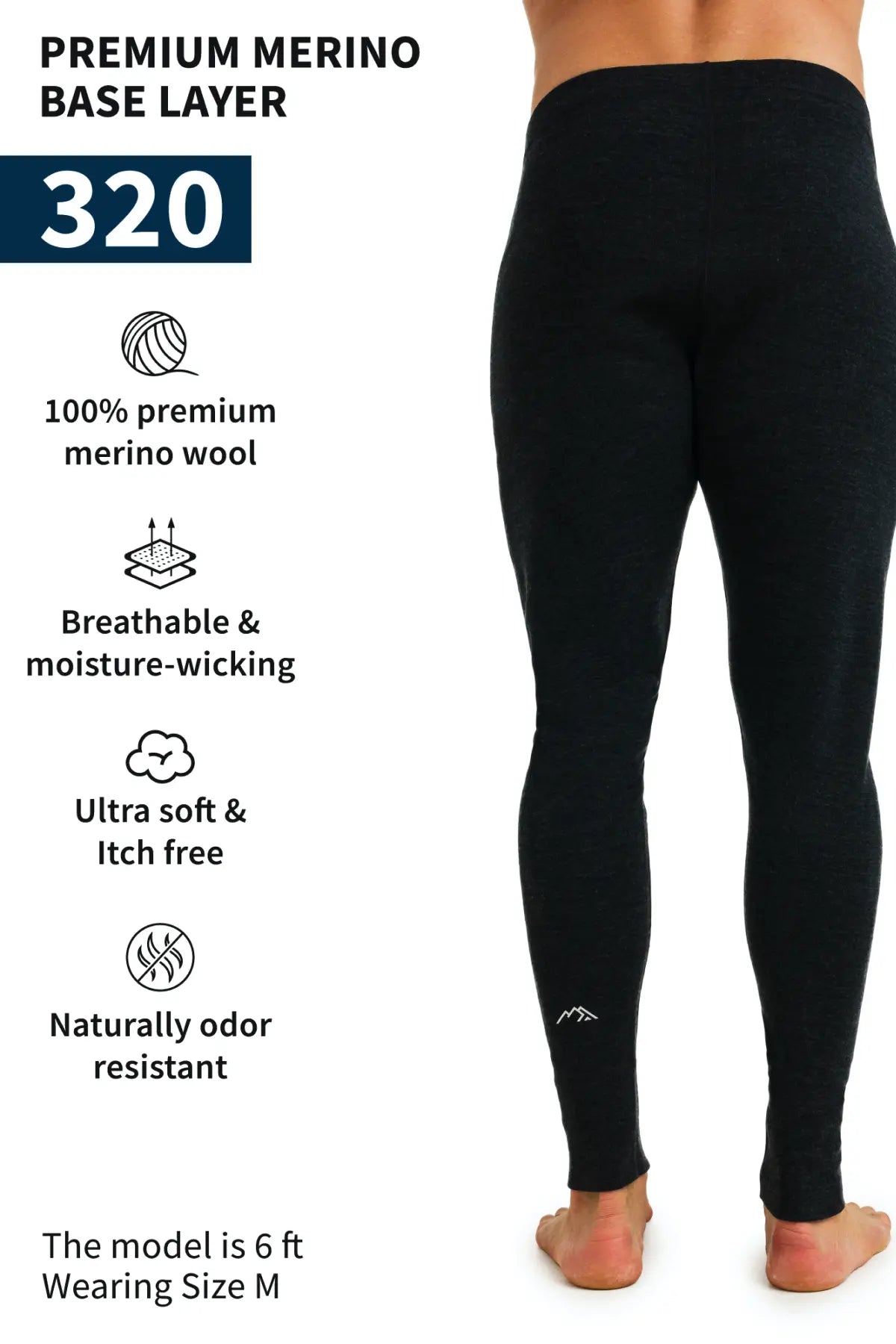 Premium Men's Merino Wool Pants 320 - Charcoal Grey for Hiking, Travel & Winter Comfort