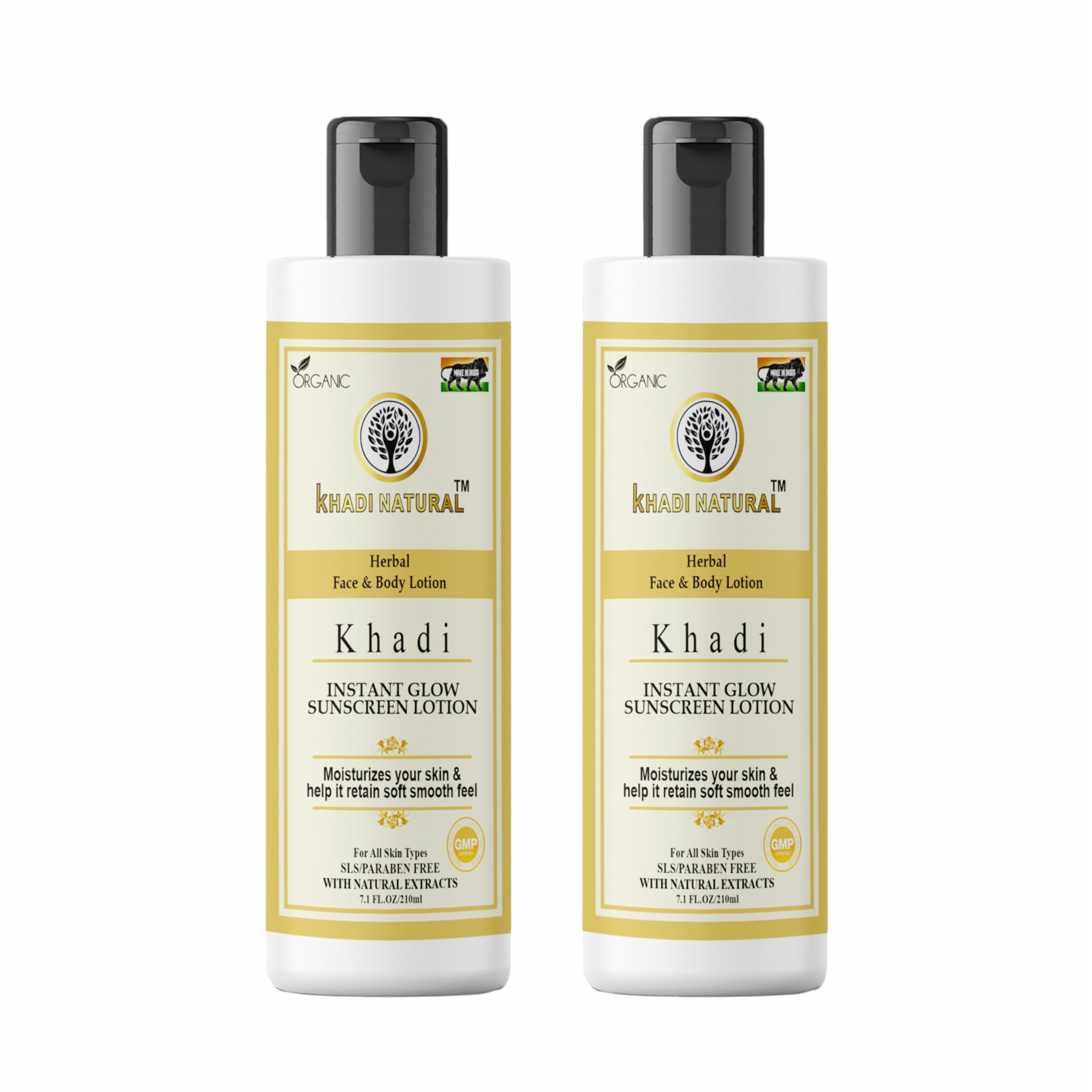Khadi Natural Insta Glow Sunscreen SPF 30 - 210ml Face & Body Lotion for Sun Protection, Radiant Skin | Vegan, Cruelty-Free Sunscreen for Daily Use, Beach & Outdoor Activities
