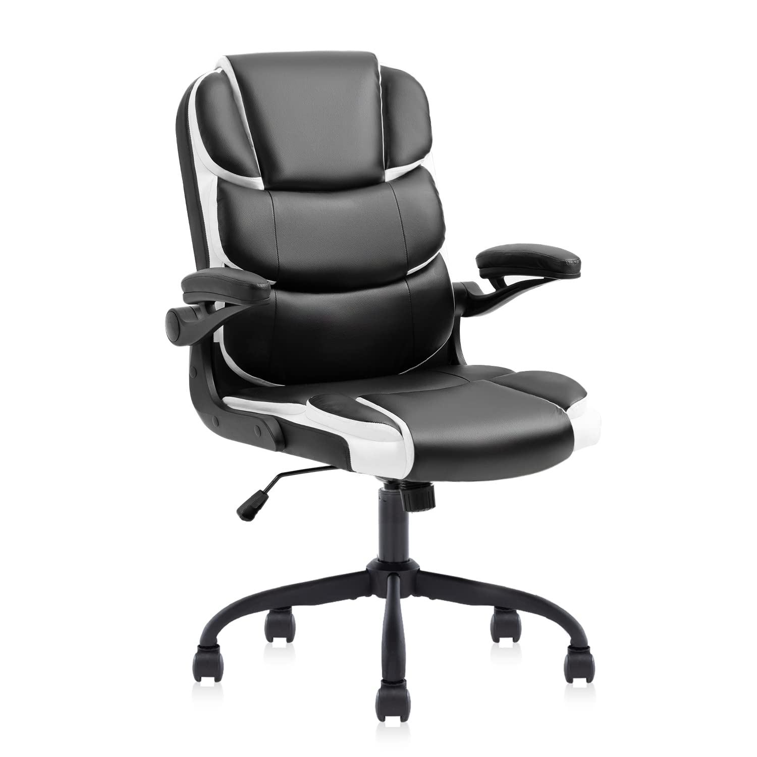 SEATZONE Ergonomic Office Chair - Adjustable Swivel Executive Chair with Flip-Up Arms, Rolling Wheels & Lumbar Support - Modern Computer Desk Chair for Home Office, Gaming & Workspace