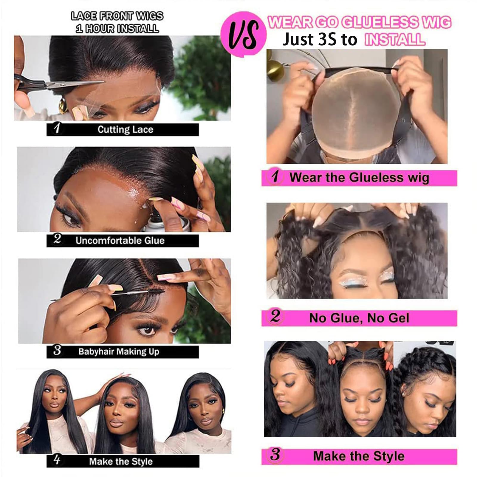 30 Inch Brazilian Human Hair Lace Closure Wig - Pre Plucked 180% Density Wet & Wavy Glueless 13x4 Lace Wig for Black Women - Perfect for Daily Wear, Parties & Special Occasions