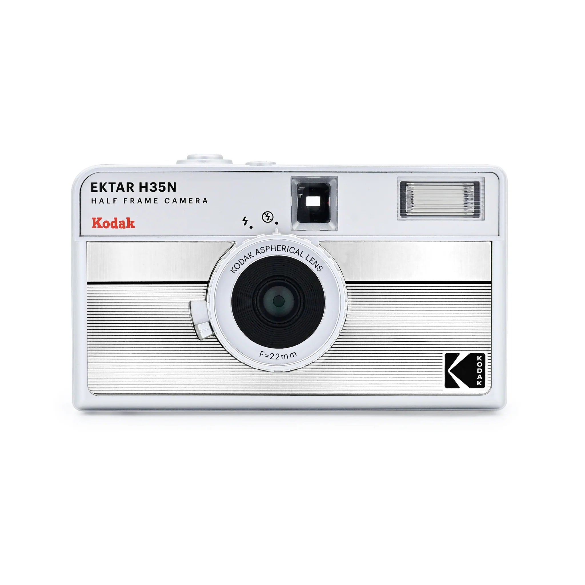 Kodak Ektar H35N Half Frame 35mm Film Camera - Striped Silver | Vintage Style Compact Camera for Travel, Street Photography & Everyday Use