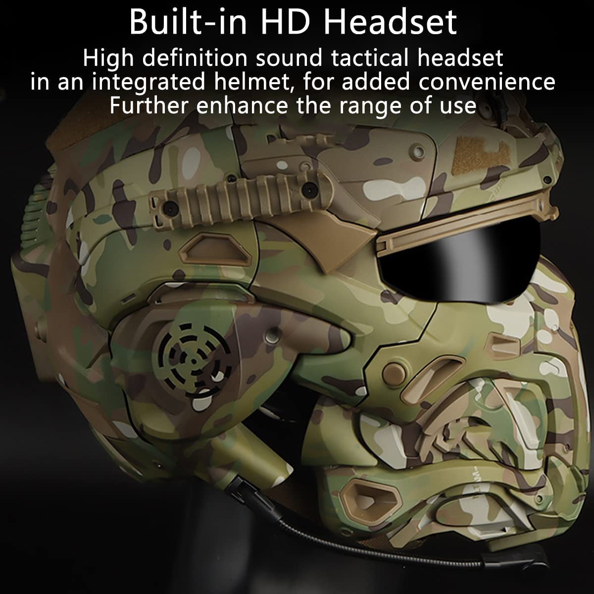 Tactical Airsoft Helmet with Built-in Headset & Anti-Fog Fan - Adjustable Sliding Goggles for Airsoft, Paintball, Military Simulation & Outdoor Sports