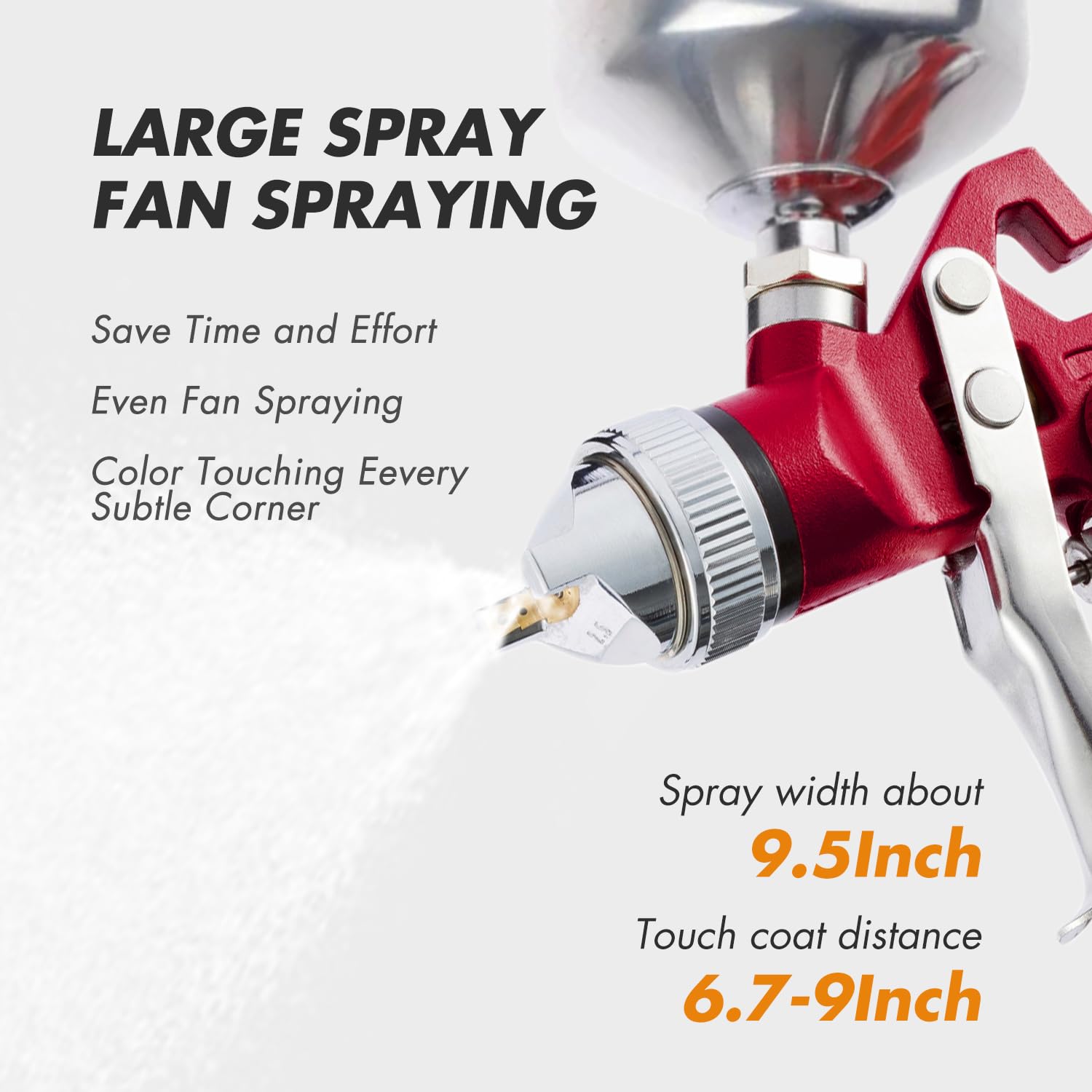 HVLP Paint Spray Gun with 1.4-2.0mm Nozzles, 1000ml for Auto & Home DIY - Red