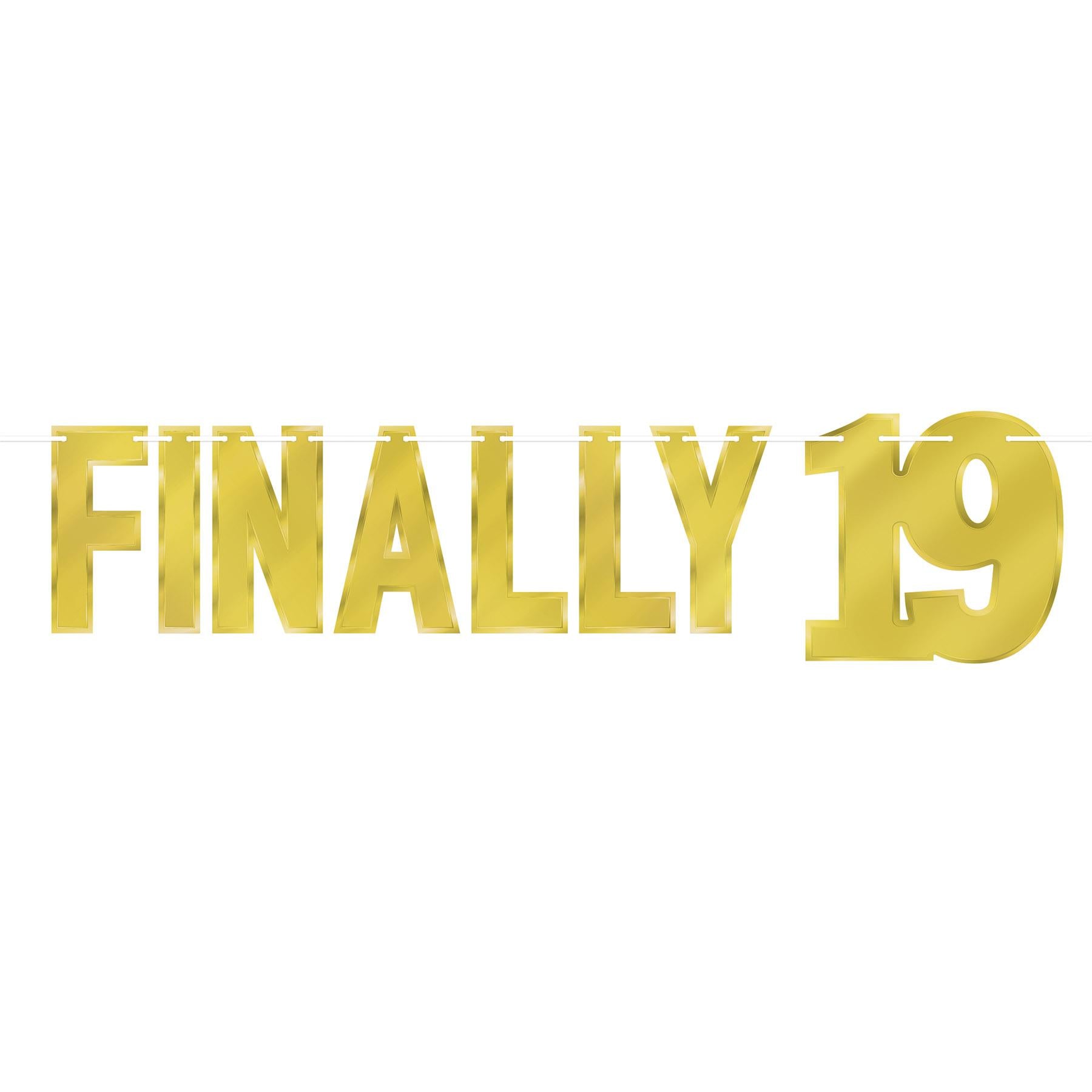 12 Pack Beistle Gold Foil Finally 19 Streamers - Perfect for Birthday Parties, Graduations & New Year Celebrations