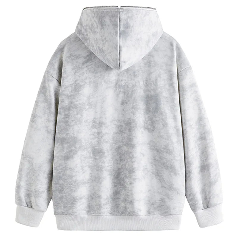 Men's Faux Two-Piece Hoodie - Distressed Plaid Round Neck Thick Casual Pullover Sweatshirt for Winter | Streetwear, Loungewear & Outdoor Activities