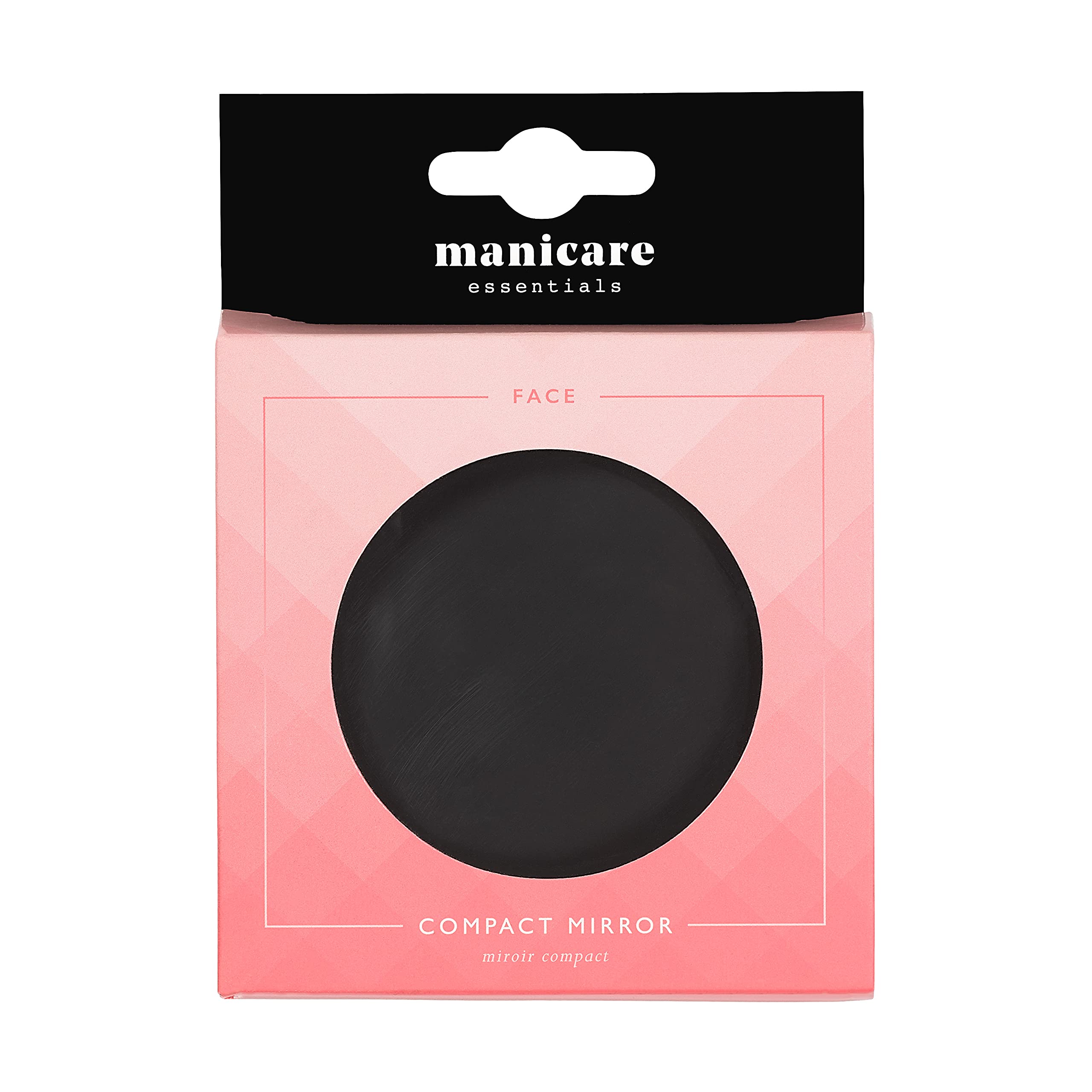 Manicare Compact Mirror - Dual Sided Folding Pocket Mirror with Shatterproof Soft Touch Finish | Round Black Vanity Makeup Mirror for Women | Perfect for Purse, Wallet, Travel & On-the-Go Touch Ups