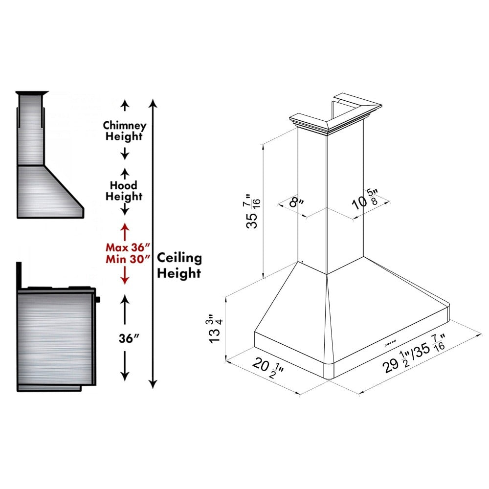 ZLINE 30 Inch Stainless Steel Wall Mount Range Hood - 8KF2S 30 Ducted Kitchen Vent Hood for Professional Cooking & Smoke Removal - Perfect for Home Chefs & Modern Kitchens