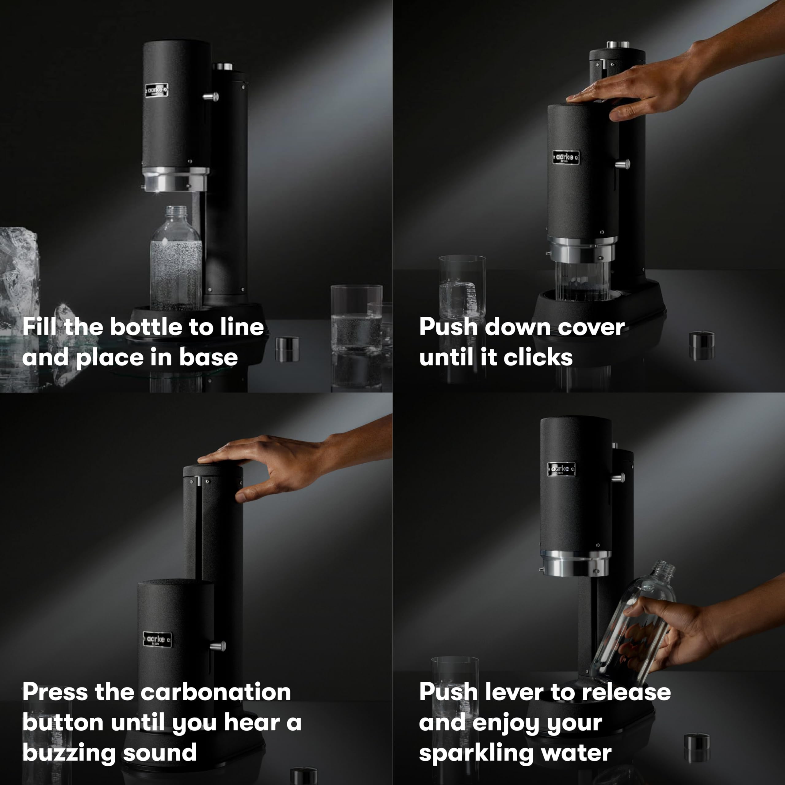 Aarke Carbonator Pro - Premium Sparkling Water Maker with 800mL Glass Reusable Bottle & CO2 Cylinder | Stainless Steel Soda Machine for Home, Office & Parties | Create Carbonated Drinks, Cocktails & Healthy Hydration