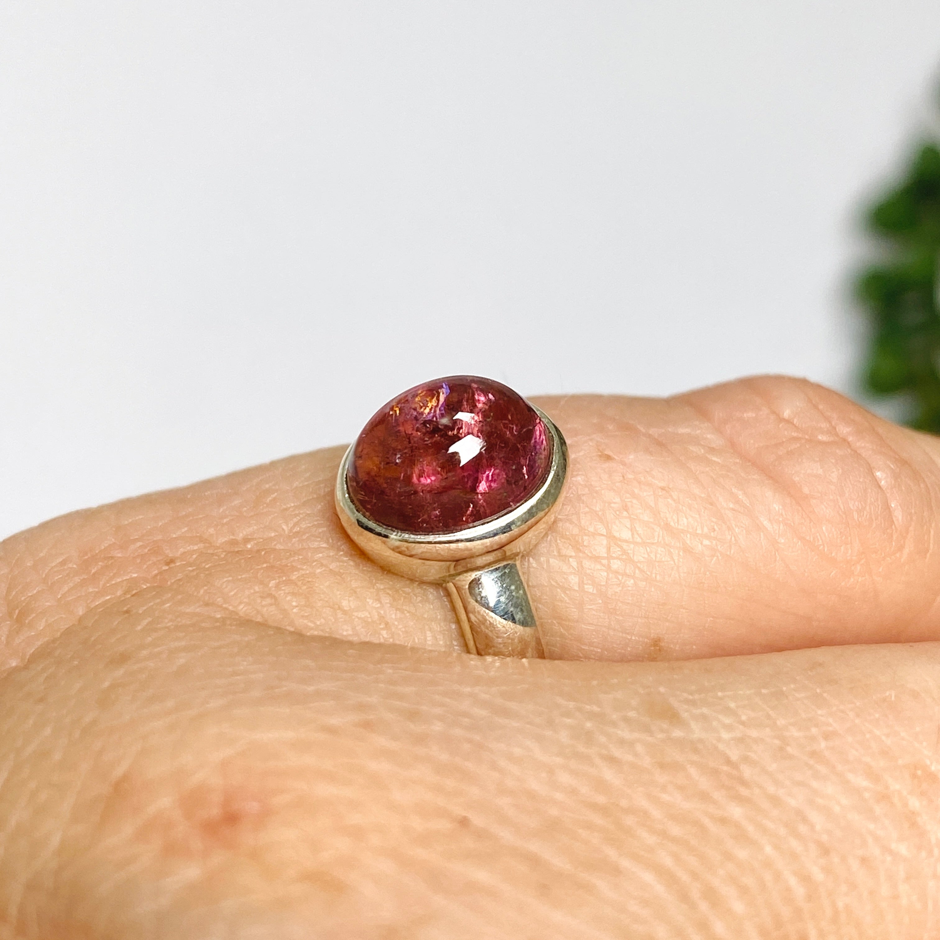 Pink Tourmaline Oval Cabochon Ring - Size 4.5 - PRGJ731 - Elegant Jewelry for Women, Perfect for Weddings, Anniversaries & Special Occasions