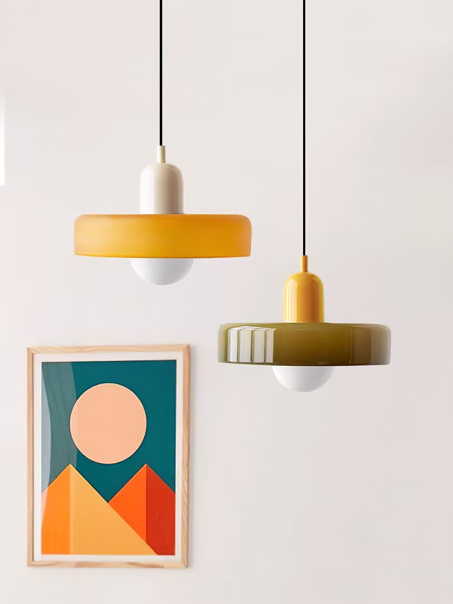 Modern Disc Orb Pendant Light Fixture - Sleek Minimalist Ceiling Lighting for Dining Room, Kitchen, Bedroom & Living Room Decor