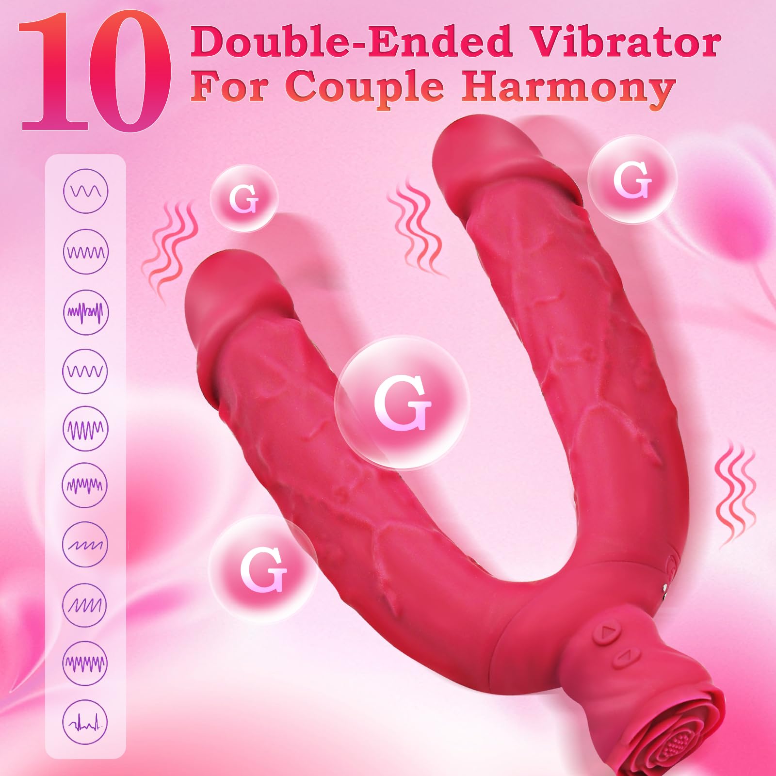 Dual Head Vibrating Dildo for Women - 10 Speed G-Spot & Anal Stimulator - Large Lesbian Sex Toy for Couples & Solo Play - Perfect for Couples Intimacy & Adult Playtime