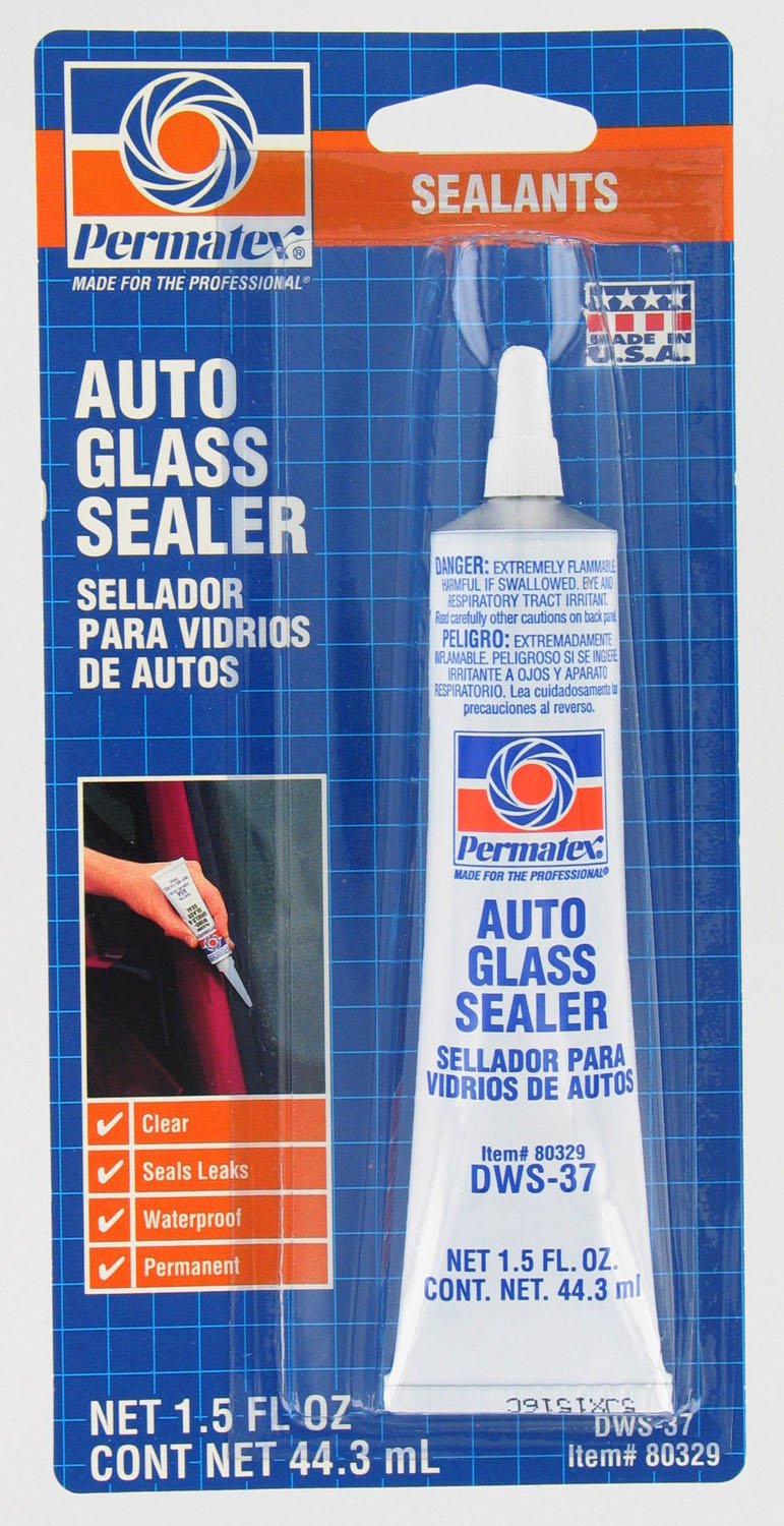 Permatex 80329 Auto Glass Windshield Sealant & Adhesive - 1.5 oz Tube for Car Window Repair, Leak Prevention & Weatherproofing - Ideal for Windshield, Side Window & Sunroof Sealing