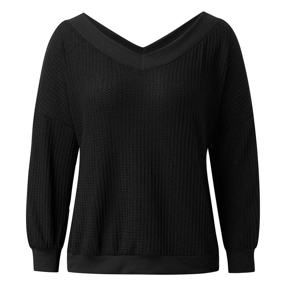Aniywn Women's V-Neck Henley Tee Shirts - Waffle Knit Drop Shoulder Long Sleeve Pullover Tops for Casual Wear | Loose Fit Comfortable Blouse for Everyday, Work & Weekend Outfits
