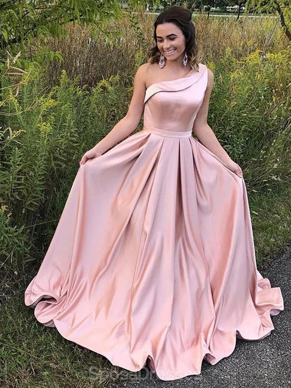 Elegant One Shoulder Blush Pink Long Prom Dress for Evening Party | Formal Gown for Homecoming, Prom Night & Special Occasions