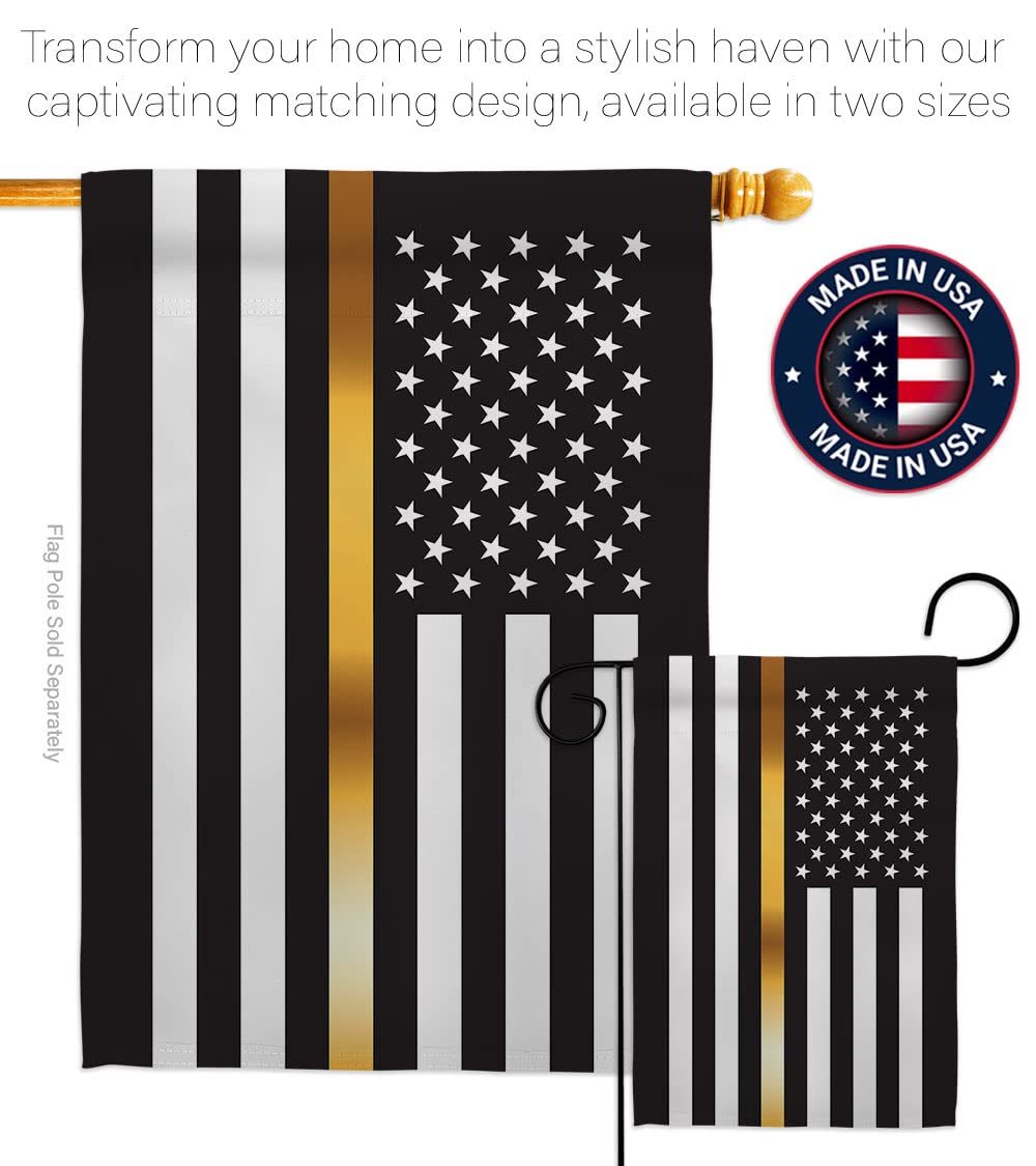 US Thin Gold Line Garden Flag - Military Support Banner for Yard & Home Decor