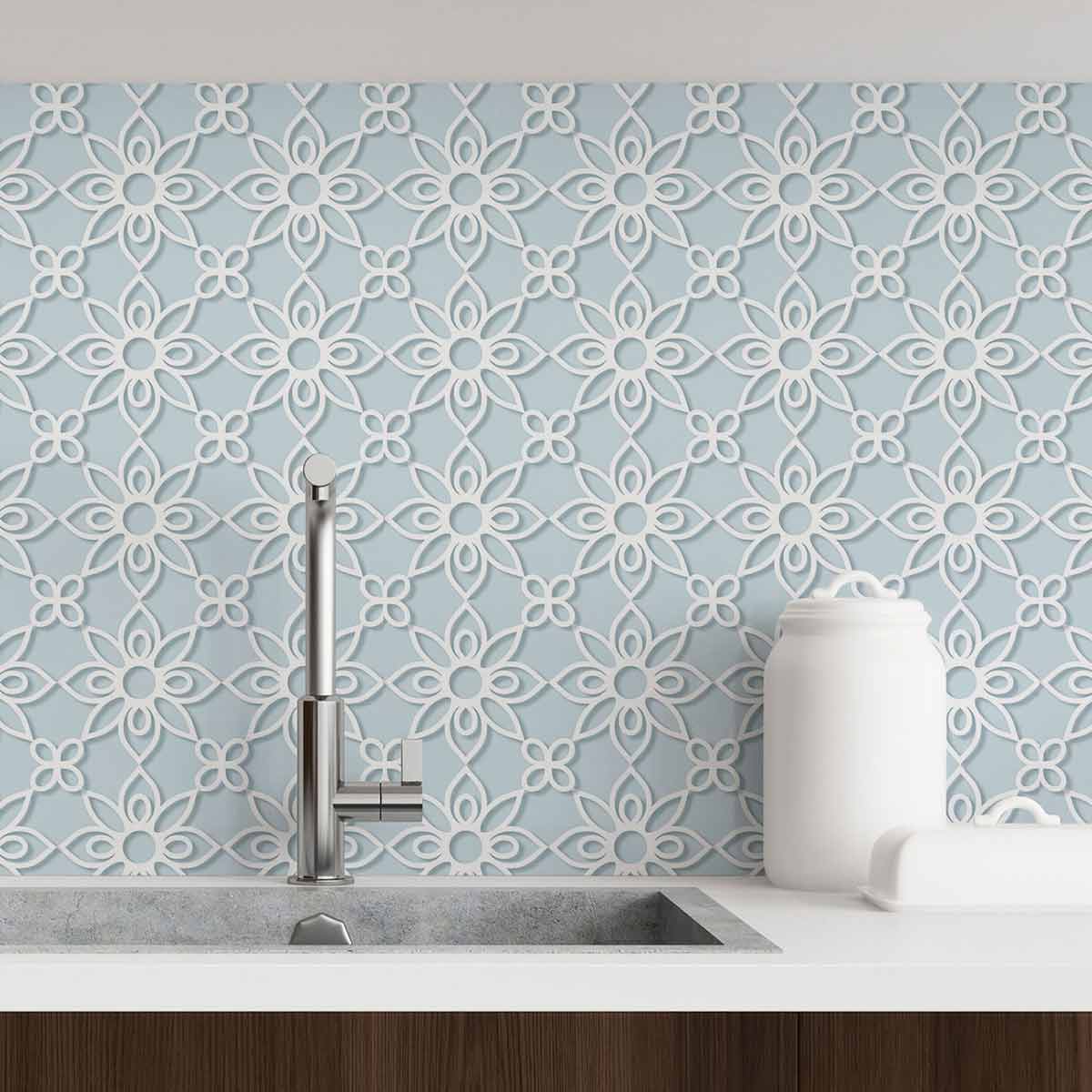 Blue Flower Peel and Stick Removable Wallpaper - Self-Adhesive Wall Decal for Home Decor, Bedroom, Nursery, Living Room - Easy to Apply & Remove - 9889