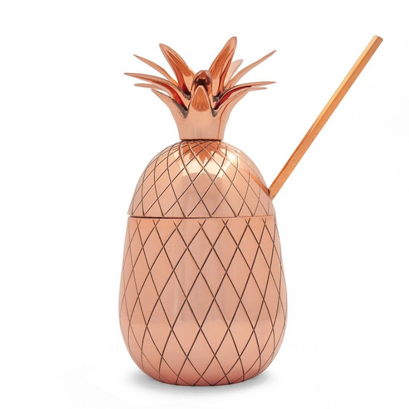 16oz Copper Pineapple Cocktail Mug - Elegant Barware for Tropical Drinks, Party Cups, and Summer Beverages