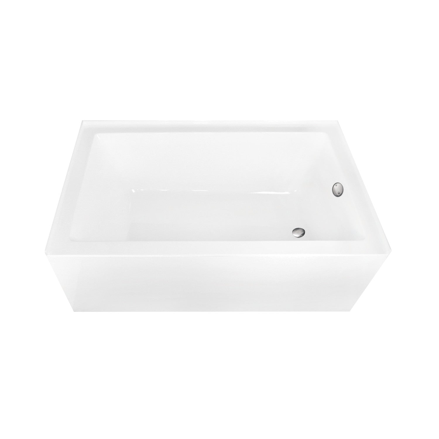 Aqua Eden 60 Inch Acrylic Rectangular 3 Wall Alcove Bathtub - Right Hand Drain, Glossy White with Brushed Nickel Finish | Perfect for Modern Bathroom Renovations and Spa-Like Retreats