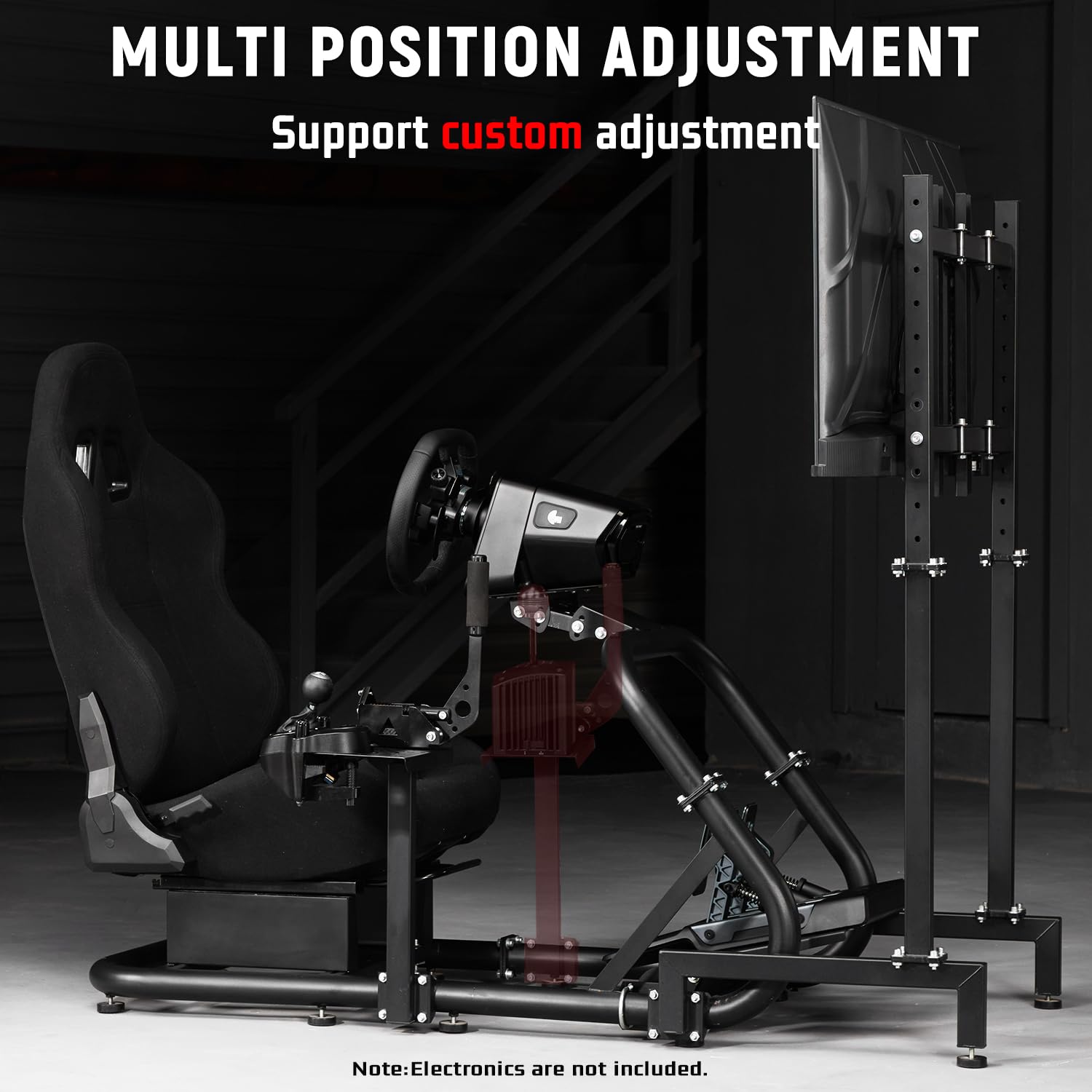 Dardoo G920 Racing Simulator Cockpit with Adjustable Monitor Stand - Compatible with Logitech G29/G920, Thrustmaster, PS4 & Xbox - Professional Steering Wheel Stand with Ergonomic Gaming Seat (Cockpit, Seat & Monitor Mount Only) - Perfect for Home Racing Simulation & Esports Gaming