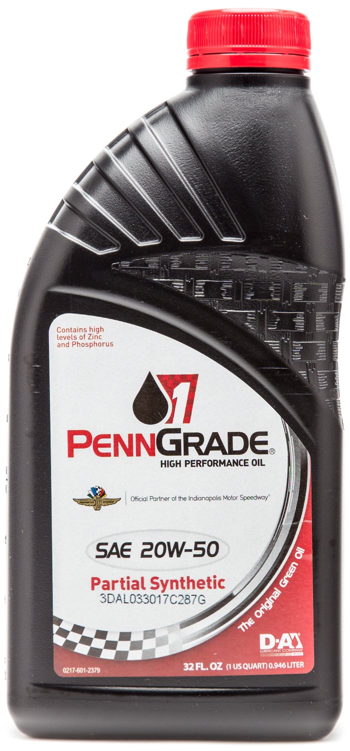 PENN GRADE 1 20W-50 Partial Synthetic Racing Motor Oil - 12 Pack with Free Funnel for High Performance Engines | Ideal for Racing, Classic Cars & Motorcycle Maintenance