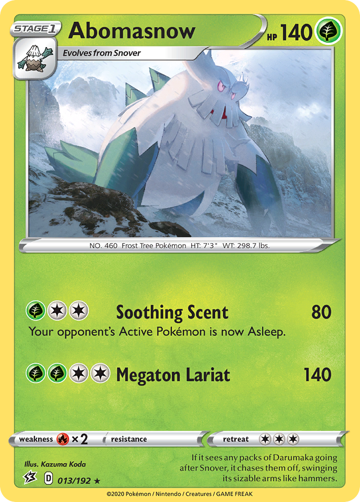Abomasnow (013/192) Pokemon Card - Sword & Shield: Rebel Clash - Collectible Trading Card for Battles & Deck Building