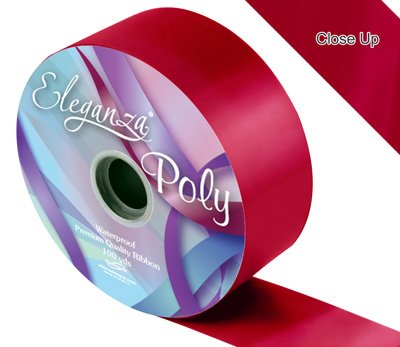 50mm x 91m Waterproof Poly Ribbon - 3.5 Inch Wide Durable Gift Wrapping Ribbon in Radiant Claret Red - Perfect for Holiday Packages, Wedding Decorations & Craft Projects
