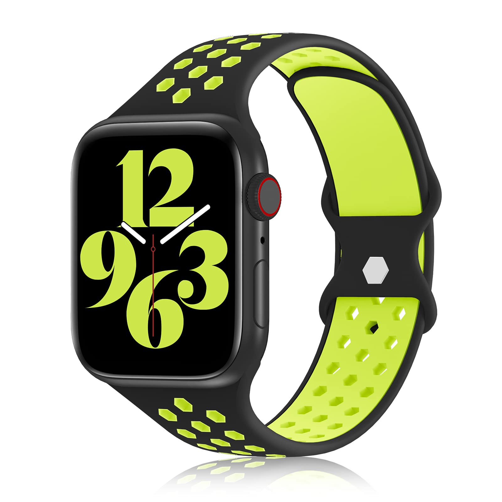 YAXIN Sports Band for Apple Watch 38MM 40MM 41MM 42MM 44MM 45MM - Breathable Soft Silicone Replacement Strap with Double-Color Air Holes - Compatible with iWatch Series 7/6/5/4/3/2/1/SE - Perfect for Running, Gym Workouts & Daily Wear